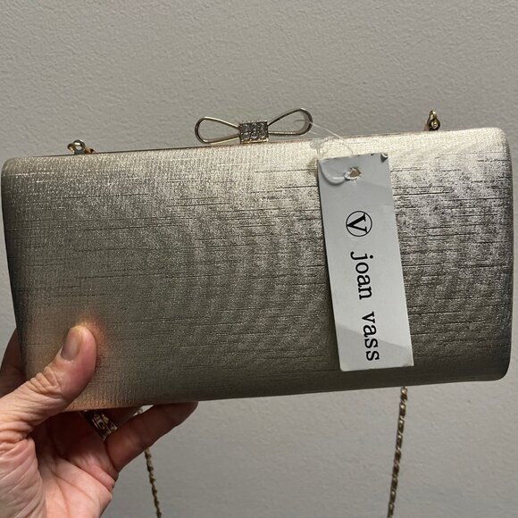 NWT Joan Voss Gold Metallic Evening Bag - Picture 1 of 6